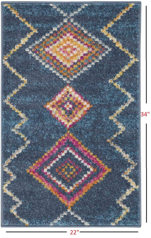 2' X 3' Navy Blue Southwestern Berber Area Rug - Homeroots - Flyclothing LLC