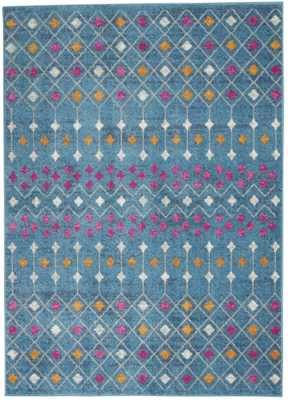 5' X 7' Blue And Orange Geometric Dhurrie Area Rug - Homeroots - Flyclothing LLC