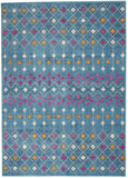 5' X 7' Blue And Orange Geometric Dhurrie Area Rug - Homeroots - Flyclothing LLC