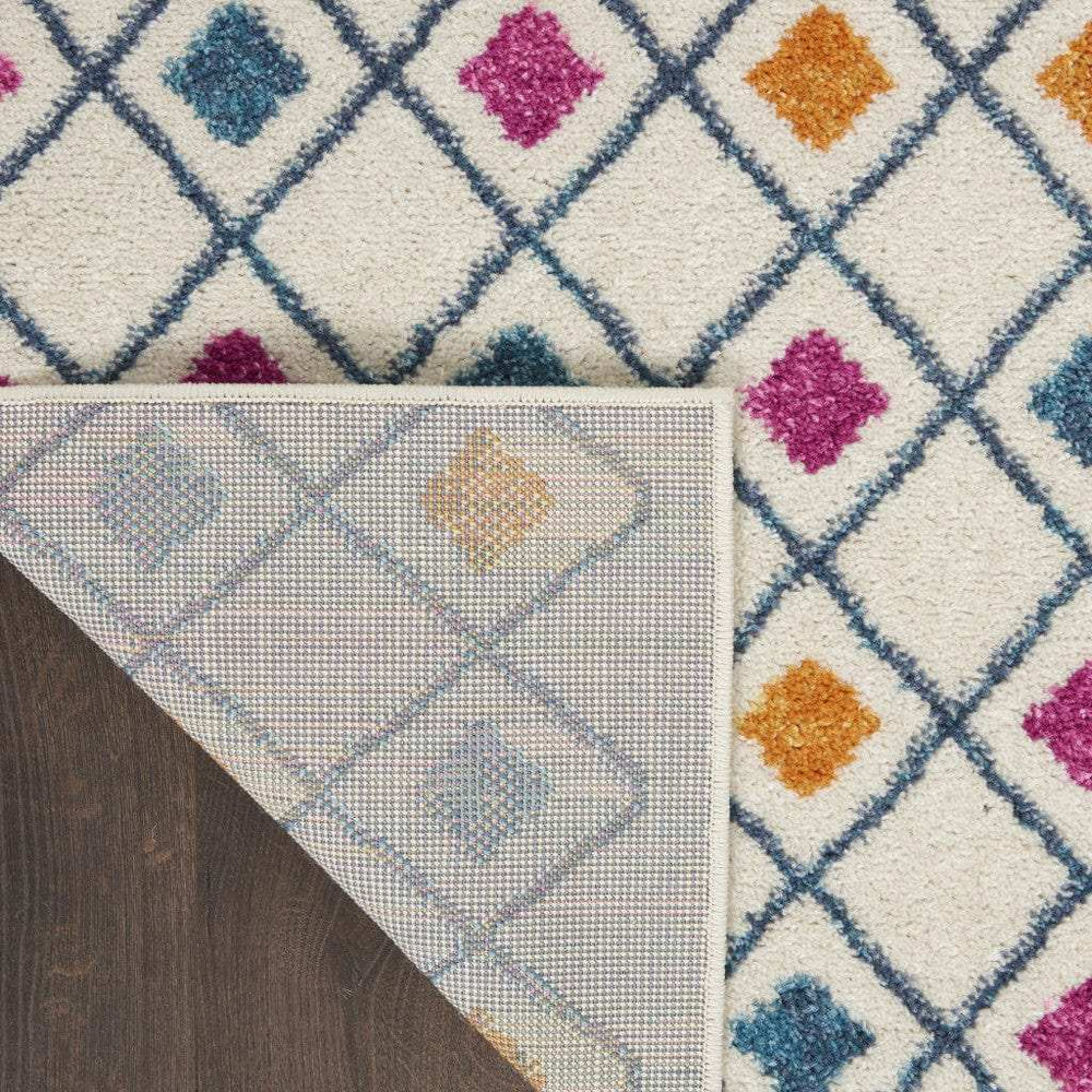 5' X 7' Blue And Ivory Geometric Dhurrie Area Rug - Homeroots - Flyclothing LLC