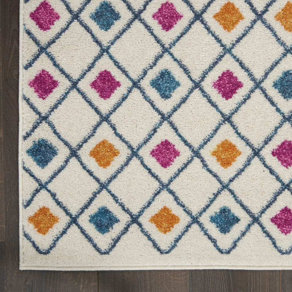 5' X 7' Blue And Ivory Geometric Dhurrie Area Rug - Homeroots - Flyclothing LLC