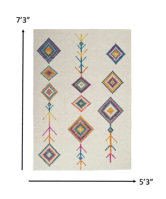 5' X 7' Ivory Geometric Berber Area Rug - Homeroots - Flyclothing LLC