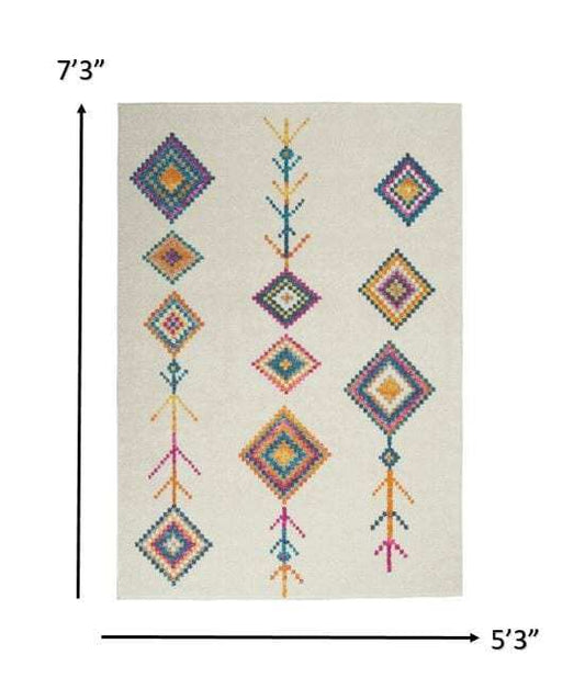 5' X 7' Ivory Geometric Berber Area Rug - Homeroots - Flyclothing LLC