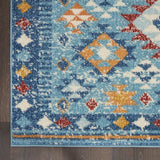 8' Blue And Orange Geometric Dhurrie Runner Rug - Homeroots - Flyclothing LLC