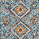8' Blue And Orange Geometric Dhurrie Runner Rug - Homeroots - Flyclothing LLC