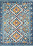 4' X 6' Blue And Orange Geometric Dhurrie Area Rug - Homeroots - Flyclothing LLC