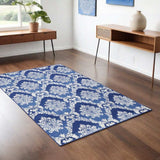 4' X 6' Blue Floral Dhurrie Area Rug - Homeroots - Flyclothing LLC
