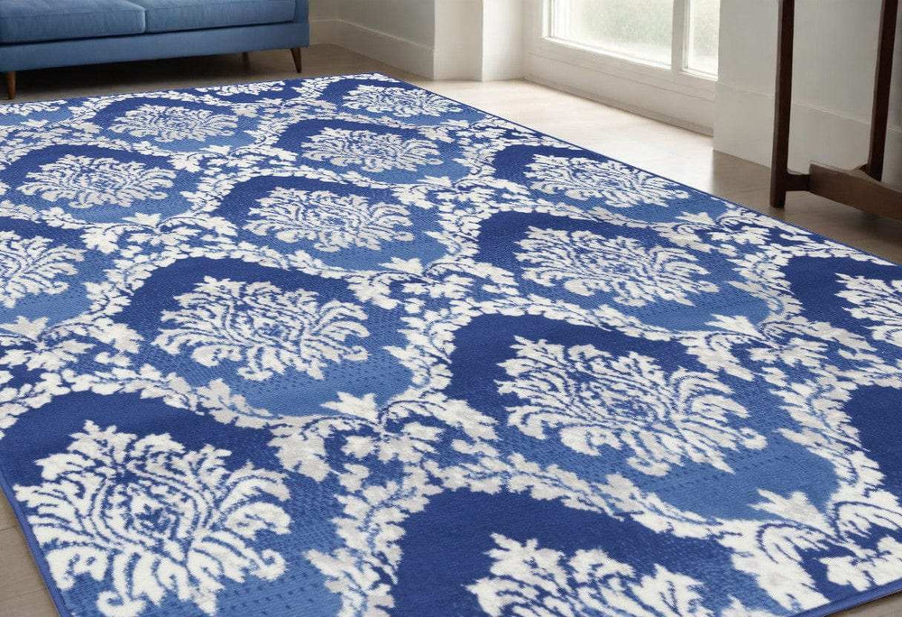 5' X 7' Blue Floral Dhurrie Area Rug - Homeroots - Flyclothing LLC