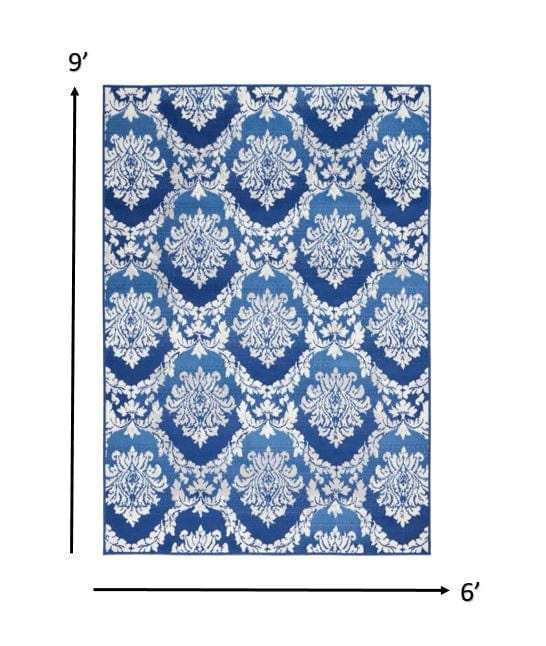 6' X 9' Blue Floral Dhurrie Area Rug - Homeroots - Flyclothing LLC
