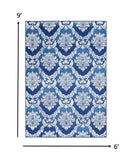 6' X 9' Blue Floral Dhurrie Area Rug - Homeroots - Flyclothing LLC