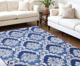 6' X 9' Blue Floral Dhurrie Area Rug - Homeroots - Flyclothing LLC