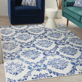 4' X 6' Blue And Ivory Floral Dhurrie Area Rug - Homeroots - Flyclothing LLC