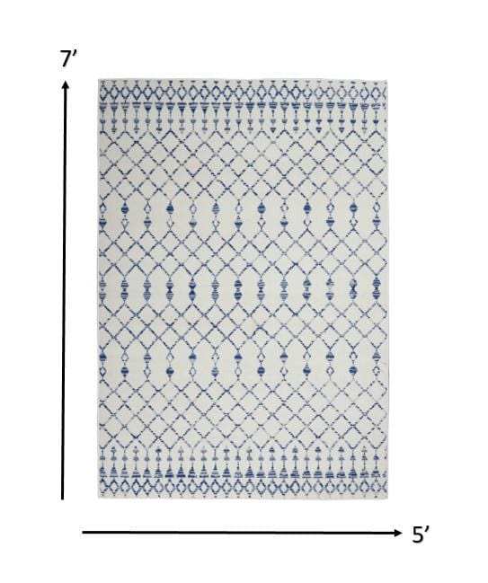 5' X 7' Ivory Geometric Berber Area Rug - Homeroots - Flyclothing LLC