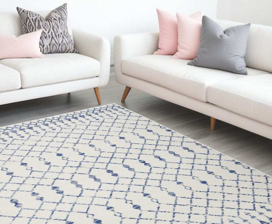 6' X 9' Ivory Geometric Berber Area Rug - Homeroots - Flyclothing LLC