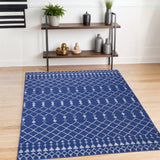 4' X 6' Navy Blue Geometric Berber Area Rug - Homeroots - Flyclothing LLC