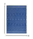 5' X 7' Navy Blue Geometric Berber Area Rug - Homeroots - Flyclothing LLC