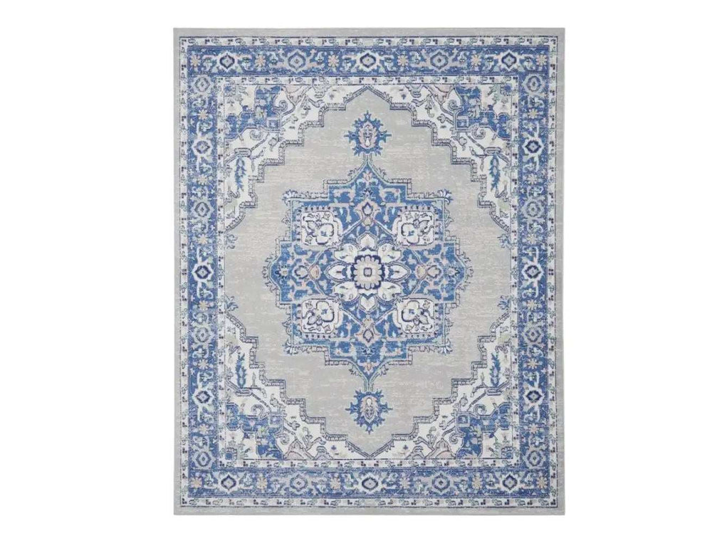 4' X 6' Blue Gray Floral Dhurrie Area Rug - Homeroots - Flyclothing LLC