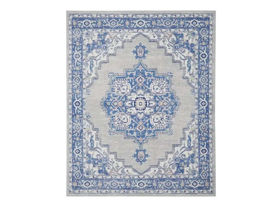 4' X 6' Blue Gray Floral Dhurrie Area Rug - Homeroots - Flyclothing LLC