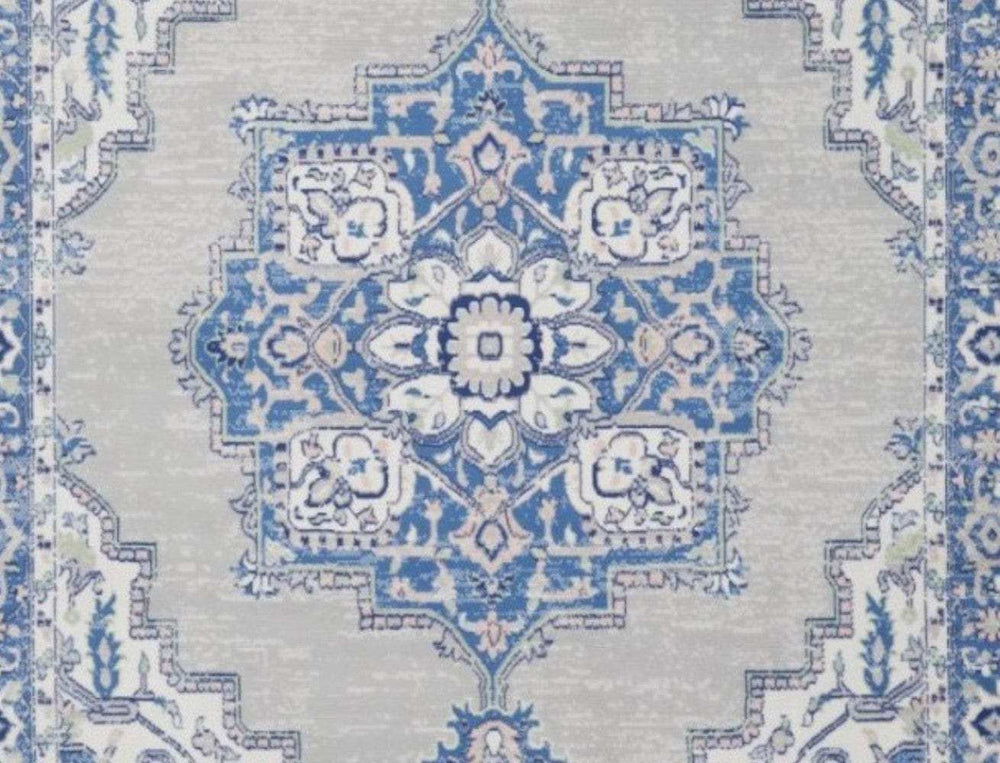 4' X 6' Blue Gray Floral Dhurrie Area Rug - Homeroots - Flyclothing LLC