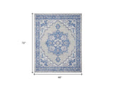 4' X 6' Blue Gray Floral Dhurrie Area Rug - Homeroots - Flyclothing LLC