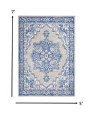 5' X 7' Blue Gray Floral Dhurrie Area Rug - Homeroots - Flyclothing LLC