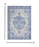 6' X 9' Blue Gray Floral Dhurrie Area Rug - Homeroots - Flyclothing LLC