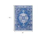 4' X 6' Navy Blue Floral Dhurrie Area Rug - Homeroots - Flyclothing LLC
