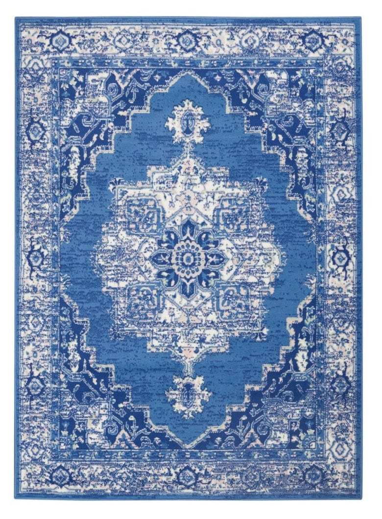 5' X 7' Navy Blue Floral Dhurrie Area Rug - Homeroots - Flyclothing LLC