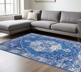 6' X 9' Navy Blue Floral Dhurrie Area Rug - Homeroots - Flyclothing LLC