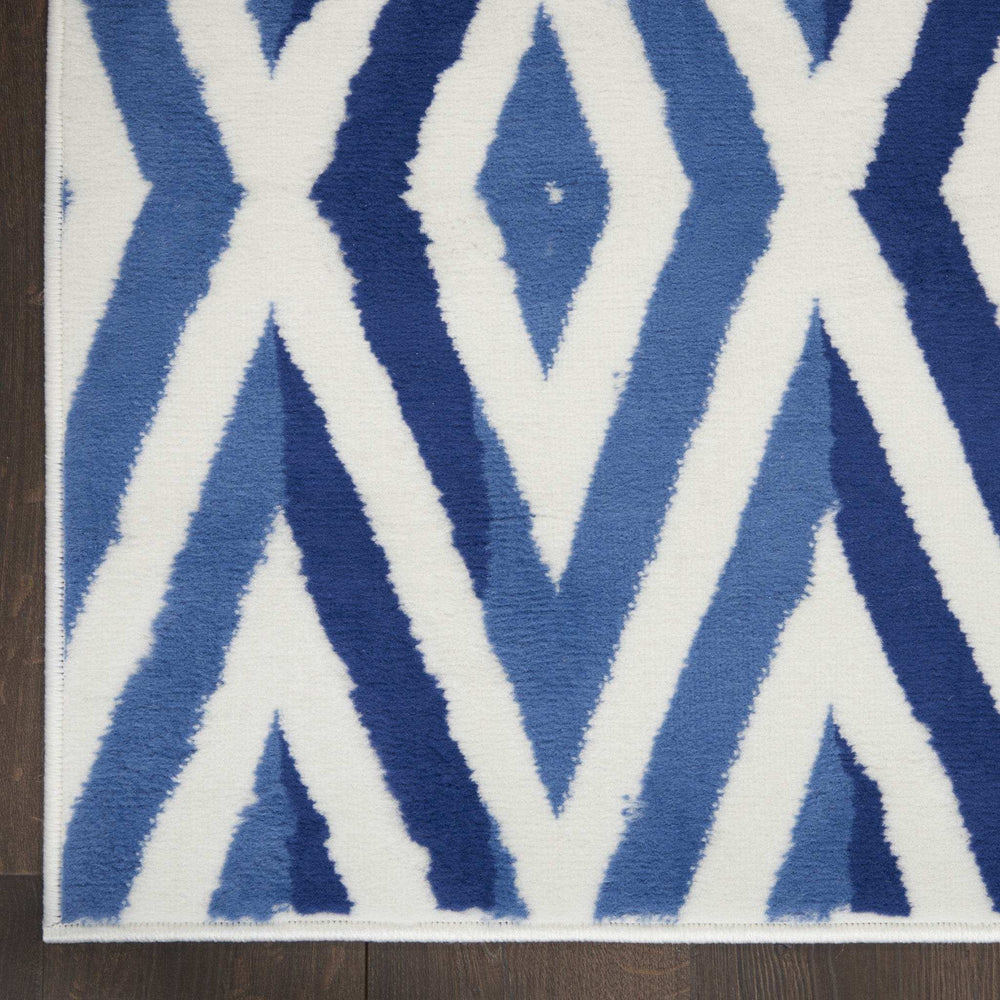 4' X 6' Blue And Ivory Geometric Dhurrie Area Rug - Homeroots - Flyclothing LLC