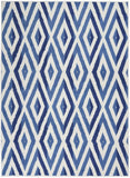 5' X 7' Blue And Ivory Geometric Dhurrie Area Rug - Homeroots - Flyclothing LLC