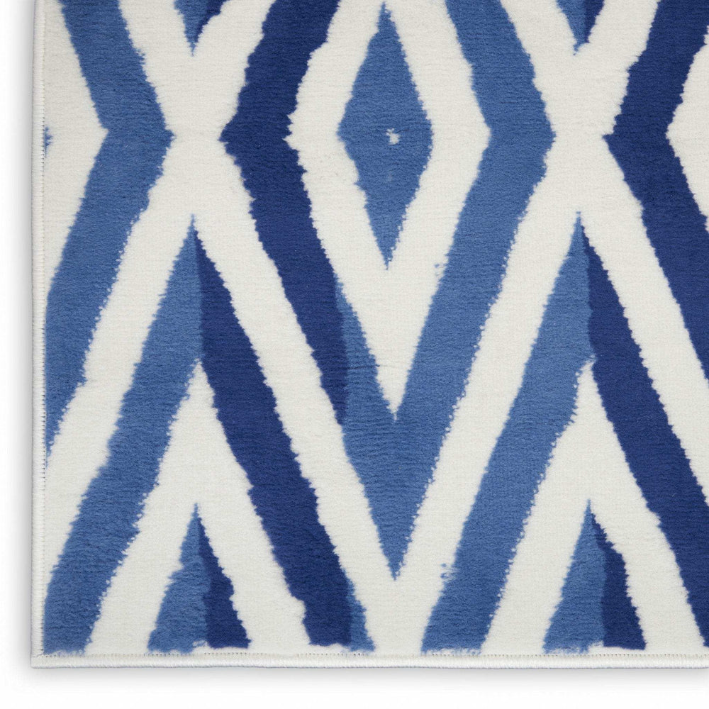 5' X 7' Blue And Ivory Geometric Dhurrie Area Rug - Homeroots - Flyclothing LLC
