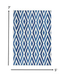 5' X 7' Blue And Ivory Geometric Dhurrie Area Rug - Homeroots - Flyclothing LLC