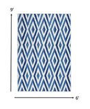 6' X 9' Blue And Ivory Geometric Dhurrie Area Rug - Homeroots - Flyclothing LLC