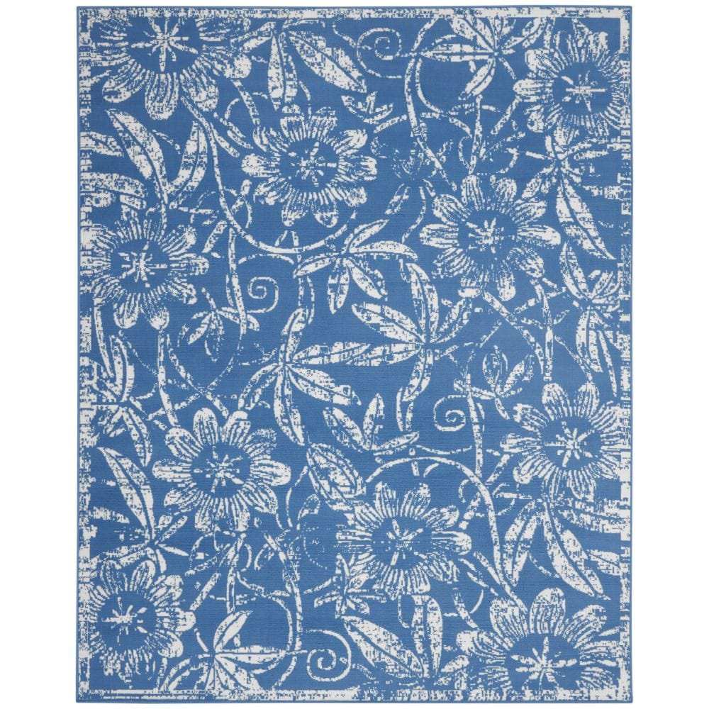 5' X 7' Blue Floral Dhurrie Area Rug - Homeroots - Flyclothing LLC