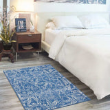 5' X 7' Blue Floral Dhurrie Area Rug - Homeroots - Flyclothing LLC