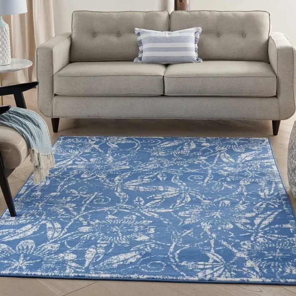 5' X 7' Blue Floral Dhurrie Area Rug - Homeroots - Flyclothing LLC