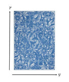 5' X 7' Blue Floral Dhurrie Area Rug - Homeroots - Flyclothing LLC