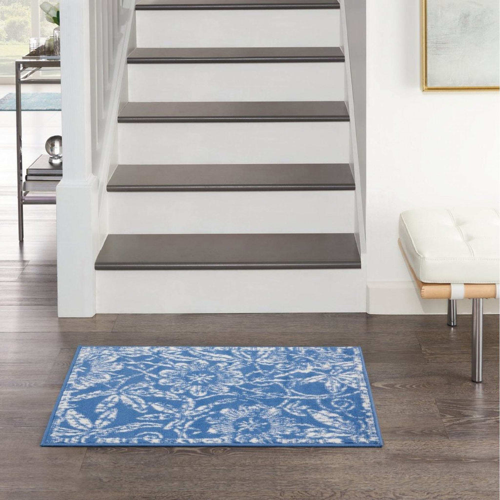 6' X 9' Blue Floral Dhurrie Area Rug - Homeroots - Flyclothing LLC