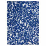 5' X 7' Navy Blue Floral Dhurrie Area Rug - Homeroots - Flyclothing LLC