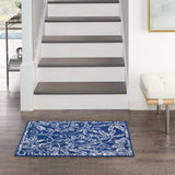 6' X 9' Navy Blue Floral Dhurrie Area Rug - Homeroots - Flyclothing LLC