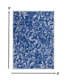 6' X 9' Navy Blue Floral Dhurrie Area Rug - Homeroots - Flyclothing LLC