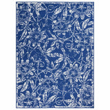 6' X 9' Navy Blue Floral Dhurrie Area Rug - Homeroots - Flyclothing LLC