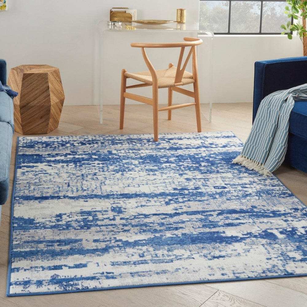 6' X 9' Blue And Ivory Ombre Dhurrie Area Rug - Homeroots - Flyclothing LLC