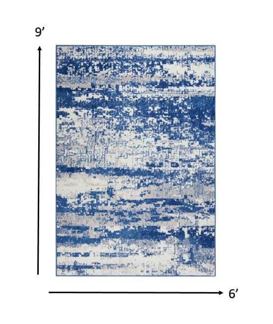 6' X 9' Blue And Ivory Ombre Dhurrie Area Rug - Homeroots - Flyclothing LLC