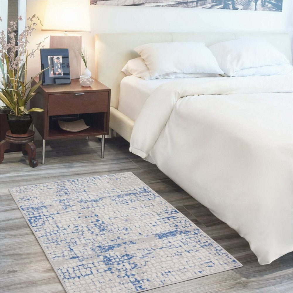 4' X 6' Blue Gray Abstract Dhurrie Area Rug - Homeroots - Flyclothing LLC