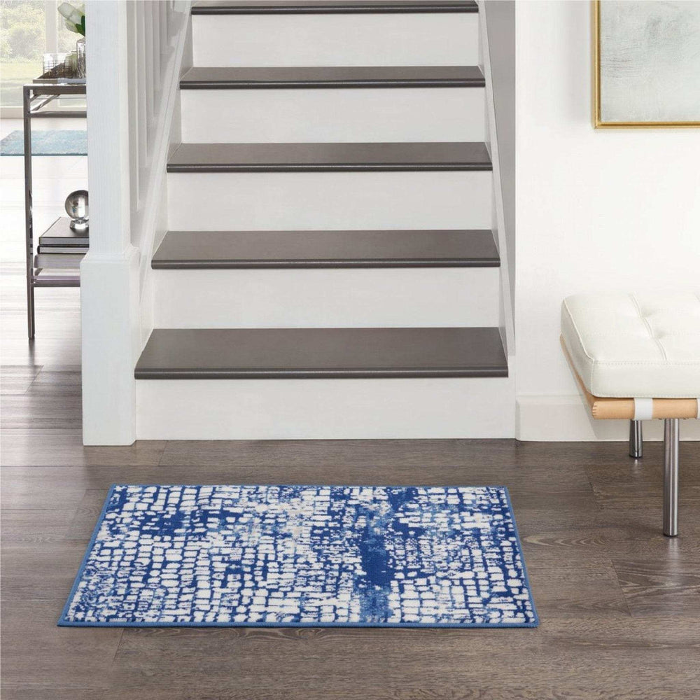 4' X 6' Blue And Ivory Abstract Dhurrie Area Rug - Homeroots - Flyclothing LLC