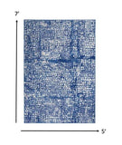 5' X 7' Blue And Ivory Abstract Dhurrie Area Rug - Homeroots - Flyclothing LLC