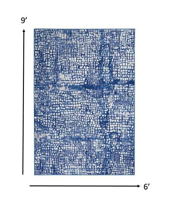 6' X 9' Blue And Ivory Abstract Dhurrie Area Rug - Homeroots - Flyclothing LLC