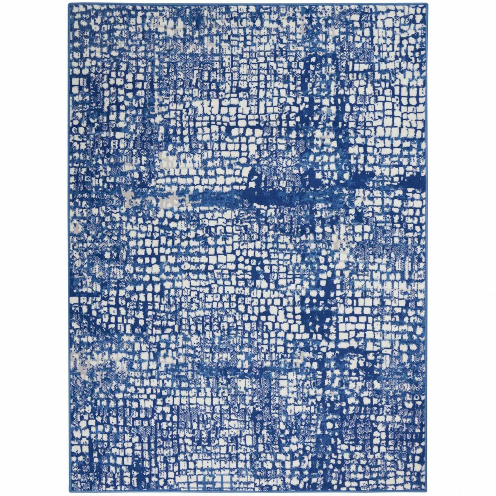 6' X 9' Blue And Ivory Abstract Dhurrie Area Rug - Homeroots - Flyclothing LLC
